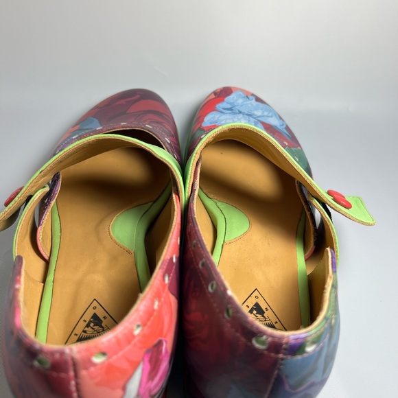 John Fluevog Floral Cleo Shoes with Lime Green Accents - Picture 5 of 12